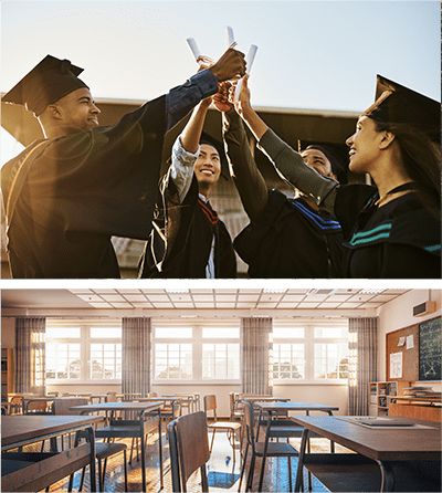 graduation and classroom