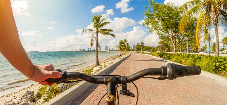 biking along the florida beach