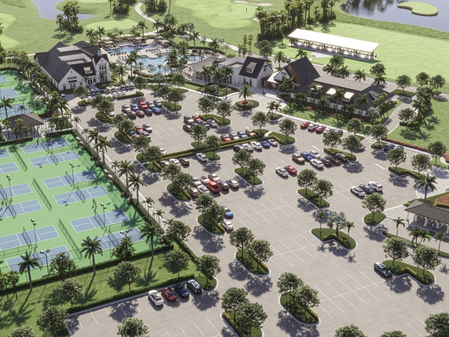 artist rendering of clubhouse parking