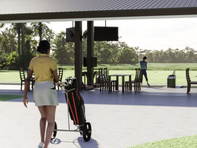 artist rendering of driving range at clubhouse