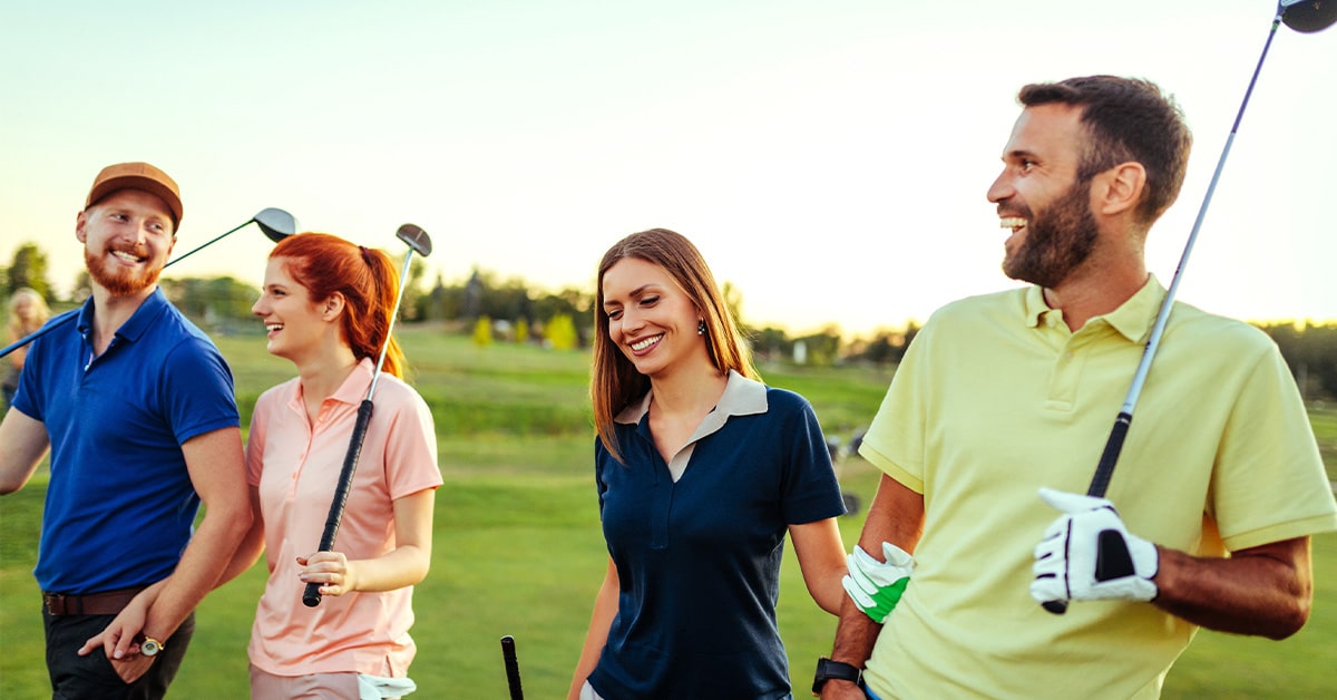 Millennials playing on florida golf club course