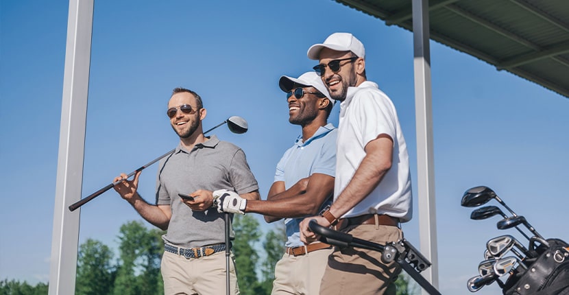 Golfers at the range in Glynlea