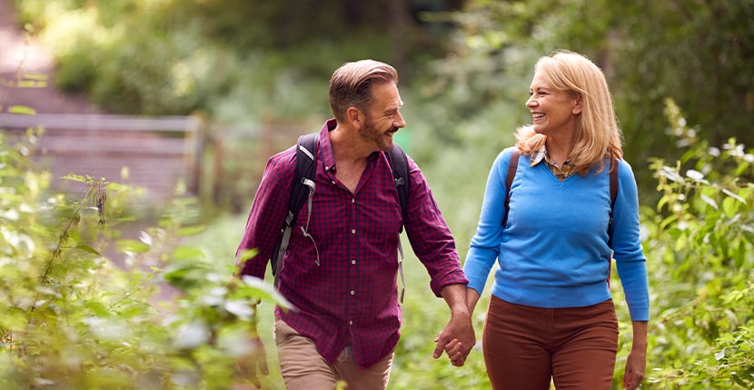 Couple on outdoor nature train