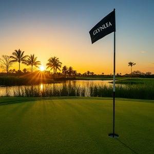 Glynlea golf flag sunset