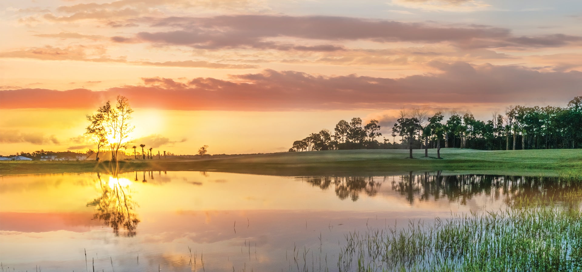 Florida Golf Course sun over lake