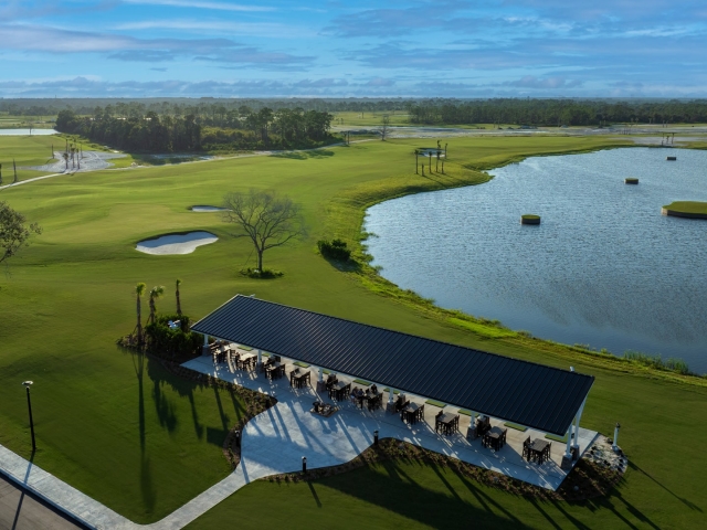 Aerial of the Driving range at Glylnea