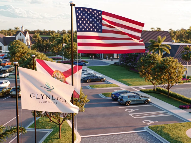 Glynlea Country Club Entrance and Flags